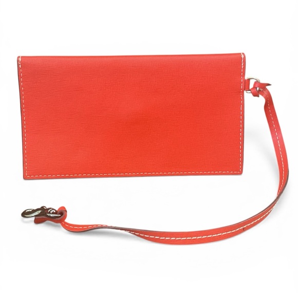 Dooney & Bourke Coral Red Saffiano Leather Wristlet – Elegant Envelope Style wit - Picture 2 of 6